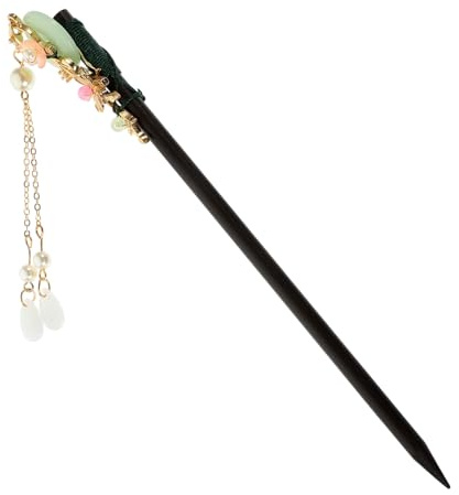 Bastoncino per Chioma in Legno Verde, Stile Retrò Decorativo | Jade Naturale, Presa Confortevole, per Acconciature Fai da Te, Adatto a Special Days e Performance