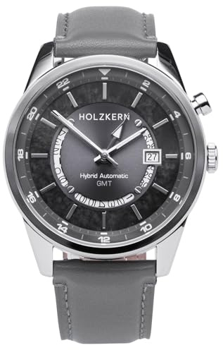 HOLZKERN Herrenuhr GMT Skywhirl Marmor/Silberfarben 9010631021207 | sportliche Armbanduhr für Männer,