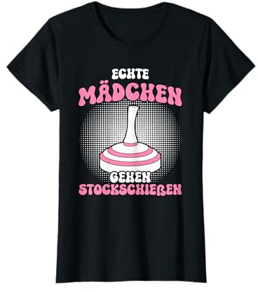 Echte Mädchen gehen Stockschießen Eisstockschießen T-Shirt