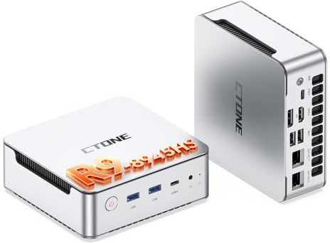 CTONE AM23 GAMING MINI PC АМD Ryzen 9 8945HS (8C/16T), 32 GB DDR5 1 TB PCIe 4.0 SSD, Mini Desktop Computer con Radeon 780M | Display Quadruplo 8K | Doppio USB4 | Doppio 2.5 GbE