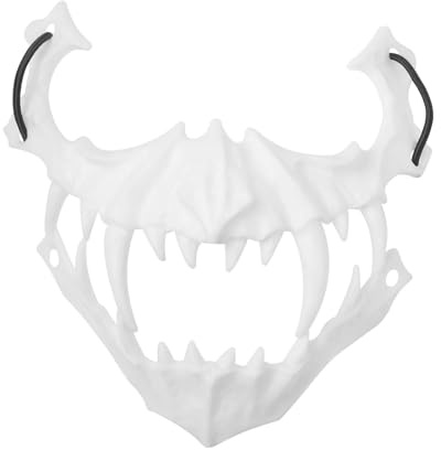 Oidea Demi-masque tête de mort d'animal : demi-masque d'Halloween effrayant pour fête, cosplay, accessoires de costume décoratifs, blanc