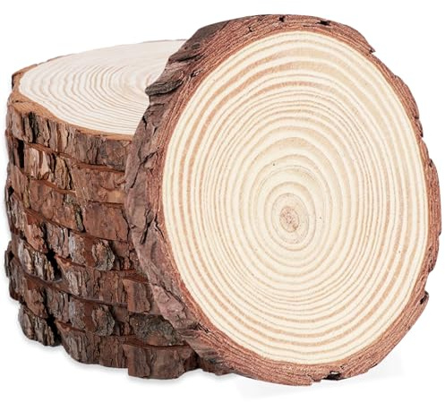 Homewit Holzscheiben 25-28 cm Durchmesser, 16 Stück Unbehandelte Baumscheiben aus Massivholz, Holzscheibe Groß 1.5 cm Stärke, Runde Scheiben für Kreativprojekte, Basteln & Natürliche Deko