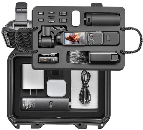 STARTRC PHOTO Osmo Pocket 4 hårda skalfodral, dubbelväggig vattentät väska för DJI Pocket 4 Creative Combo-tillbehör, multifunktionell förvaringsväska med stor kapacitet (endast väska)