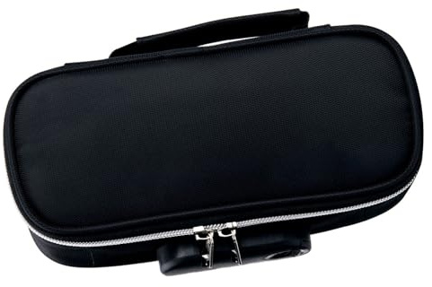 Generic Låsande Pennfodral Snygg Canvas Förvaring med Stor Kapacitet för Gymnasieelever Bärbar Papperspåse (Svart)