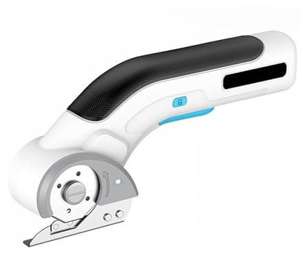 Cutter Rotatif électrique Portable, avec Lame en Alliage Tranchante, Coupe-Carton électrique, Double Interrupteur de Sécurité et Poignée Antidérapante, pour la Découpe Multi-Matériaux