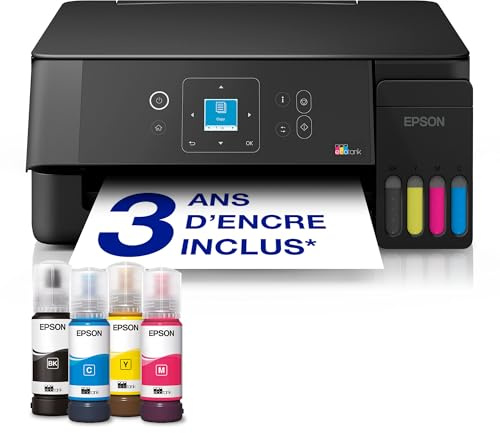 Epson EcoTank ET-2922 | pour Les domiciles Actifs | Wi-FI | A4 | Impression, Copie, numérisation | Écran LCD | Compatible AirPrint | Compacte | Jusqu’à 3 Ans d’Encre Inclus