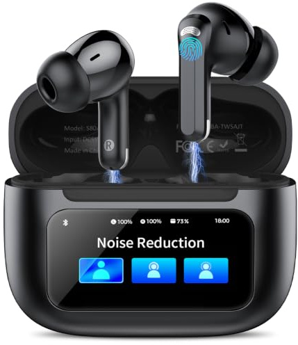 2026 Wireless Earbuds, Bluetooth 5.4 Ear Buds with ANC/ENC Noise Cancelling,5 EQ Modes,50H HiFi Stereo Bluetooth Earphones with Multifunctional Touchscreen,IPX7 Waterproof Bluetooth In Ear Headphones