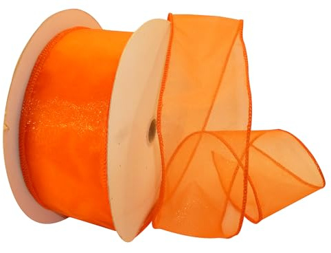 Reliant Ribbon 99908W-058-40K Sheer Lovely Value Wired Edge Ribbon, 2-1/2 Inch X 50 Yards, Orange