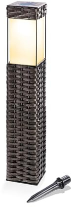 esotec Solar golvlampa för utomhusbruk rattan style | Rattan fläta jämn ljusfördelning trädgård | sollykta vägbelysning solcellslampor | plast brunt batteri IP34 102073