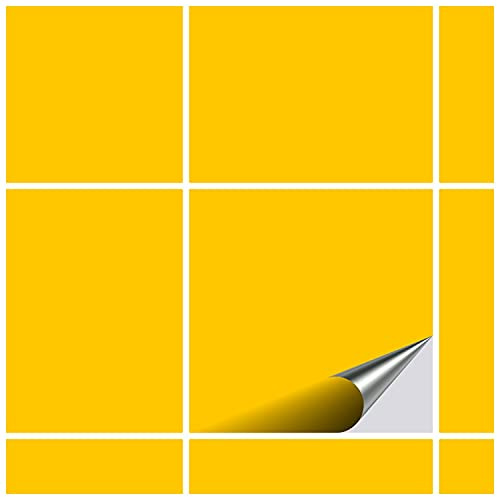 FoLIESEN - Adesivi per piastrelle 15x15 cm | Adesivi murali autoadesivi per bagno e cucina I Resistenti ai graffi e rimovibili | 50 Decalcomania per piastrelle, .:Giallo lucido