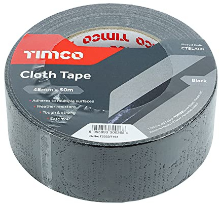 TIMCO Cloth Tape Black - 50m x 48mm