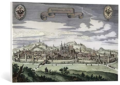 kunst für alle Leinwandbild: Matthäus Merian AQUISGRANUM Aachen - hochwertiger Druck, Leinwand auf Keilrahmen, Bild fertig zum Aufhängen, 80x50 cm