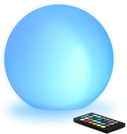 Mr.Go 16 LED Lampe Kugel Wasserdichte Garten Leuchte Kugelleuchte, RGB Farbwechsel Stimmungslicht mit Fernbedienung, 16 Farben, 8 Dimmbar Helligkeit, Wiederaufladbare Nachtlicht für Innen Außen Dekor