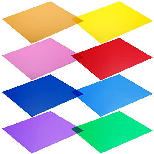 Neewer® 12x12/30x30cm Transparent Color Correction Light Gel Filter Set Pack of 8 Gel Sheet for Photo Studio Strobe Flashlight (Red, Yellow, Orange, Green, Purple, Pink, Light Blue, Dark Blue)