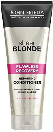 John Frieda Sheer Blonde Flawless Recovery Repairing Conditioner mit Seidenprotein für trockenes und geschädigtes blondes Haar, 250 ml