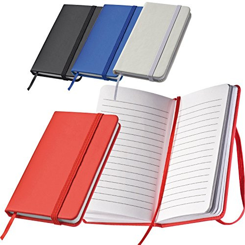 4x Notizbuch / A7+ (127x78mm) / PU Einband / 160 Seiten / 4 Farben