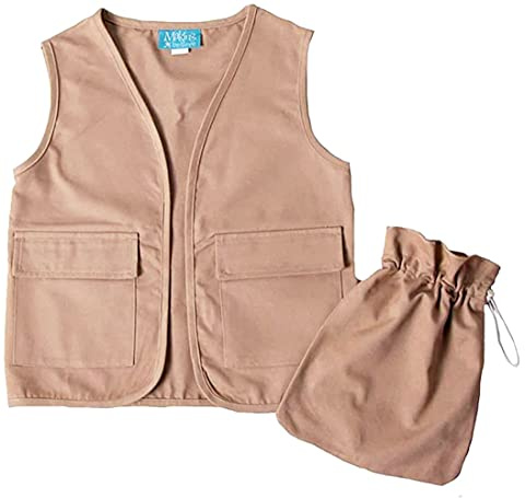 Making Believe Boys Costume Character Vest & Toy Bag Set Size 5-8 Years (Khaki Safari Vest & Toy Bag Set - Cotton)