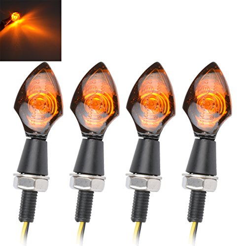 KaTur 4 x 12 V Universal Motorrad Motorrad Blinker Blinker Bernstein Licht für Yamaha Honda Suzuki Kawasaki (schwarzes Gehäuse + Amber Lens) .