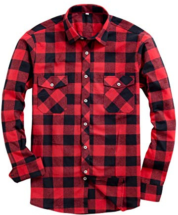 Alimens & Gentle Men's Button Down Regular Fit Long Sleeve Plaid Flannel Casual Shirts