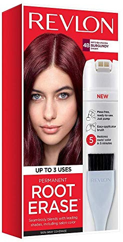 Revlon Permanent Hair Color, Permanent Hair Dye, At-Home Root Erase with Applicator Brush for Multiple Use, 100% Gray Coverage, Burgundy (4B), 3.2 Fl Oz