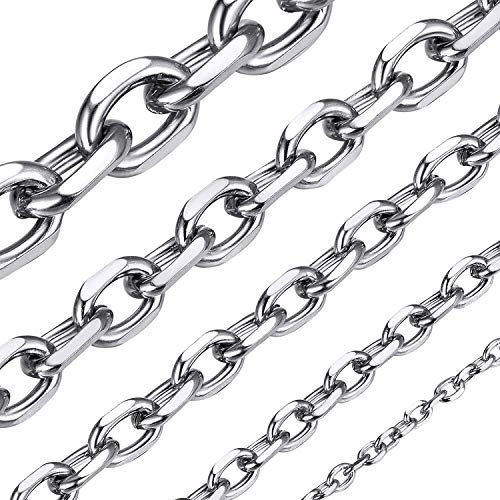 Heavy Rolo Cable Chain for Men Women 12mm 18 Inch Stainless Steel Link Chain Necklace
