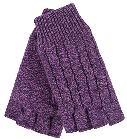 HEAT HOLDERS - Damen Thermo Winter Strick Fingerlos Handschuhe mit Plush Fleece Gefüttert (One Size, Hell Violet)