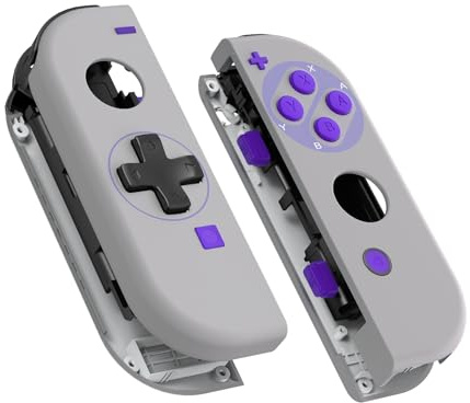 eXtremeRate Klassik i SNES-Stil Joycon Handheld Controller Hölje (D-Pad-Version) med Kompletta Knappar, DIY Ersättningsfodral för Switch & Switch OLED Modell Joy-Con – Konsolskal Ingår INTE