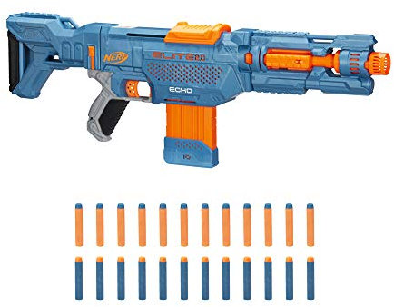 NERF Elite 2.0 Echo CS-10 Blaster - 24 Official Darts, 10-Dart Clip, Removable Stock and Barrel Extension, 5 Tactical Rails