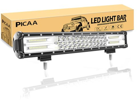 PICAA led Arbeitsscheinwerfer Bar, 17 Zoll 252W 7D Lichtbalken Wasserfest | LED Lichtleiste,12V 24V,Rri-Reihe,Zusatzscheinwerfer Bar,Spot Flutlicht Kombination,für SUV Offroad ATV UTV Traktor 4x4 Auto