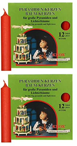 OLShop AG Knox Pyramidenkerzen rot, 2er Pack (2 x 12 Stück), Größe: ca. 17 x 100 mm Weihnachtskerzen