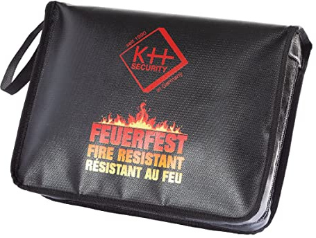 KH-Security Dokumentenhalter, 13 Innenfächer, 8,4 Liter, Weiß, A4, Fiberglas, Zipper, ca. 30 x 20 x 10 cm, Feuerfest bis 530°C
