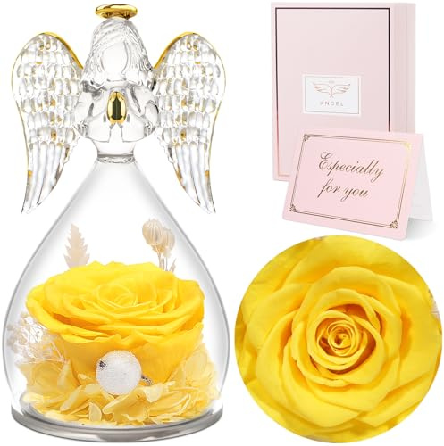 Sunia Regali per mamma, rosa eterna nell'angelo, regalo per la festa della mamma, fiore eterno in cupola di vetro, regalo di compleanno per donne, mamma, nonna, regalo per la festa della mamma