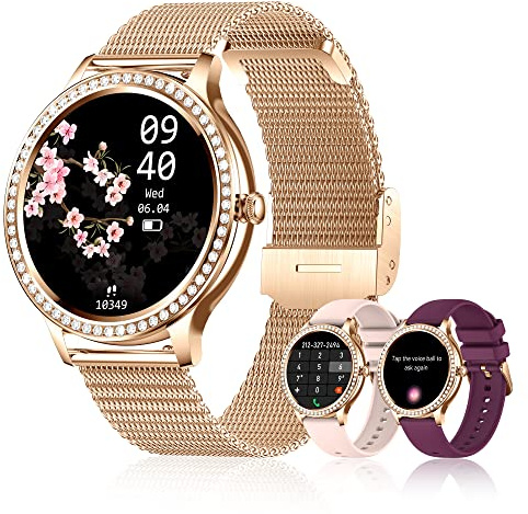 Colesma Smartwatch Donna 1,32 HD Orologio Intelligente con Rispondere/Effettuare Chiamate,Monitoraggio Frequenza Cardiaca/Pressione Sanguigna/SPO2,Fitness Tracker Impermeabile per Android iOS