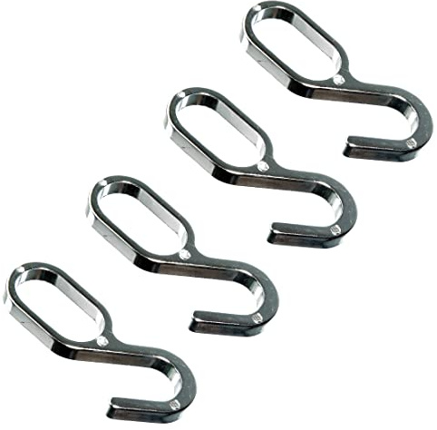 TERF® Ganchos ovalados de cromo pulido resistente para colgar barras de hasta 15 mm x 30 mm de diámetro, paquete de 4 ganchos para palanca de armario