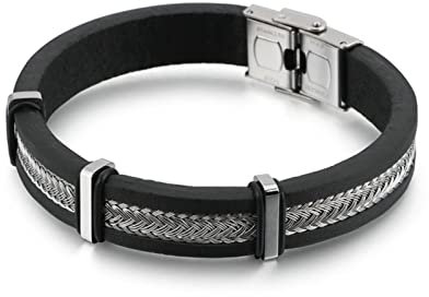 Ayoiow Männer Armband Indianer, Armband Metall Männer Armband Männer Leder Schwarz Geflochten Armband