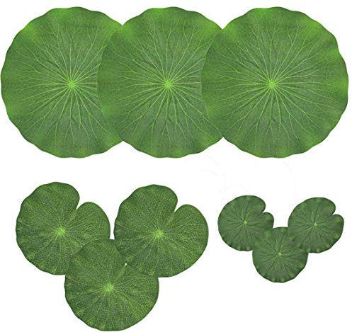 SuanQ Pack de 9 Hojas de de Espuma Flotante Artificial Adornos de NenúFar Verde, para Patio Fish Pond Pool Aquarium Home Garden Wedding Party DecoracióN de Eventos