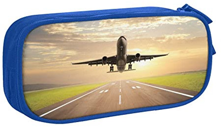 FLYIFE Flugzeug große Federmäppchen mit 2 Fächern, Federmäppchen, Stifteetui, Organizer für Mädchen, Jungen, Studenten, Schule, Büro, College, blau, Einheitsgröße, Schulranzen