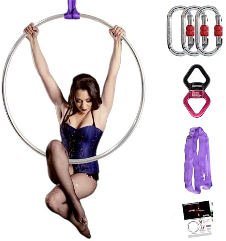 PRIOR FITNESS Aerial Hoop, SGS-Zertifiziert, Luftring für Zuhause | Akrobatik-Ring (80–95cm), Edelstahl, Bruchl. 480kg. Inkl. Montagebeschl. Ideal f. Luftring-Akrobatik & Aerial-Hoop
