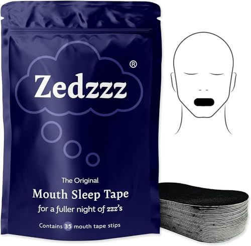 Zedzzz Mouth Tape for Sleeping, 35 Strips, Anti Snoring Sleep Aid for Men and Women, Reusable, Black