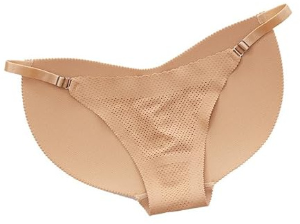 MuistA - Bragas de mujer con relleno para glúteos, realzador de trasero, ropa interior moldeadora, slip de belleza sin costuras, beige, M