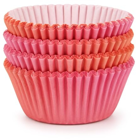 Spesh 100 Pièces Caissettes Cupcake Papier Moule Muffin Papier Taille Standard Moules Cupcakes Jetables pour Baby Shower, Mariage, Noël(Rose + Rouge)