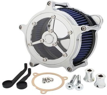 YEAHSO Filtre à air moto nettoyant bleu système d'admission d'air compatible avec Harley Touring Street Glide Road King Softail StreetBob Fatboy 18-2022 (Color : Blue 012)