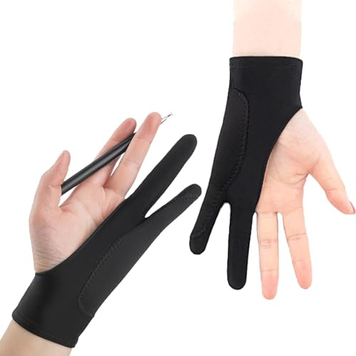 ieron 2 stycken konstnärshandskar, storlek L, tre lager, fast anti-touch-bottenfärg, digital grafik, ritning, handske för vänster och höger hand, tvåfingerritningshandske