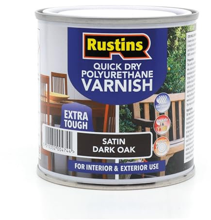 RUSTINS Quick Drying Poly Varnish Satin Dark Oak 250ml