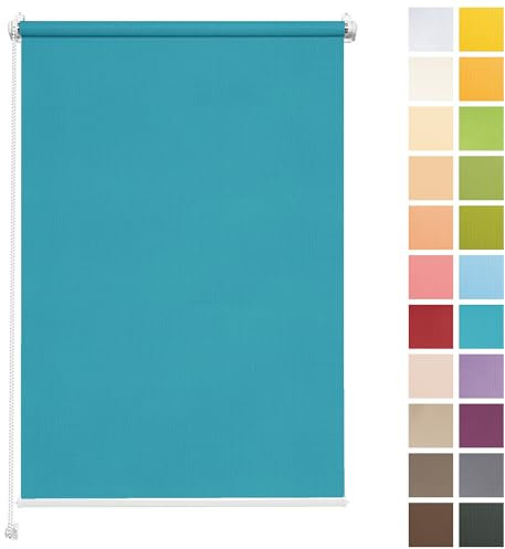 Rettika Sichtschutz Rollo ohne Bohren - Blaue Lagune, Breite: 140cm, Höhe 150 - Rollos für Fenster ohne Bohren, Fenster rollos für innen, Jalousien zum Klemmen, Klemmrollo