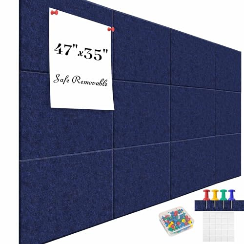 Große Korktafel für Büro, dunkelblaue Filztafel, Alternative, Filz-Wandfliesen für Büro, Wanddekoration, Filz-Pinnwandfliesen, Pinnwand, Wand-Organizer für Büro