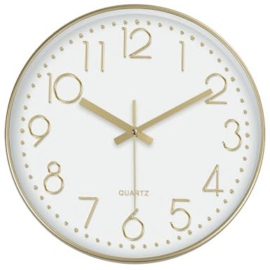 Väggklocka, tyst tickar inte, 25 cm små väggklockor, batteridrivna dekorativa moderna runda väggklocka för kontor, hem, badrum, kök, sovrum, skola, vardagsrum - champagneguld