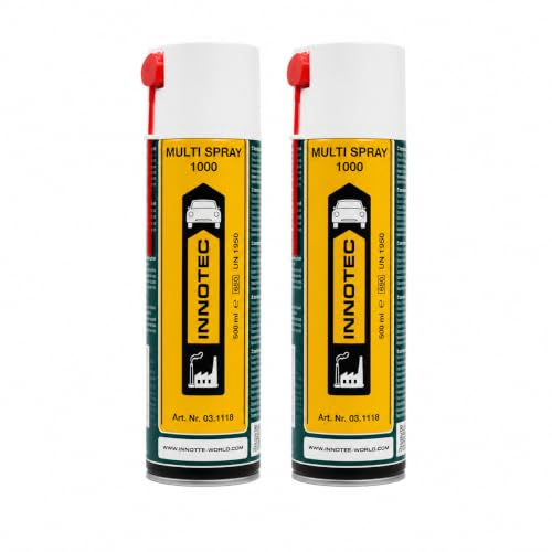2 pezzi Innotec Multi Spray 1000 – Spray universale – prodotto lubrificante universale con elevata azione di rimozione dell'umidità – scioglie lo sporco e le parti bloccate e conserva dalla corrosione