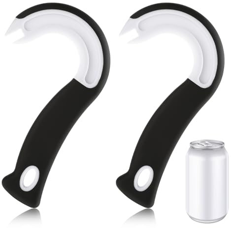 Mabor Abrelatas de anillo para manos artríticas, herramienta ergonómica en forma de J, abrelatas para latas, refrescos, cerveza, lata y comida para gatos