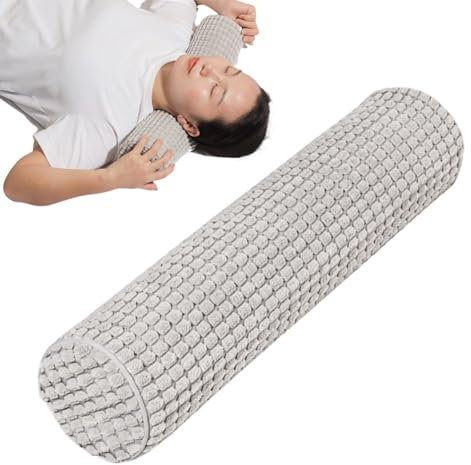 Smileshiney Rundes Nackenkissen, Nackenrollenkissen zum Schlafen - Roll-Nackenstützkissen - Zylinderförmige runde Kissen mit stilvollem Plüsch-Punktbezug für Reisen, Zuhause, Arbeitsbereich,